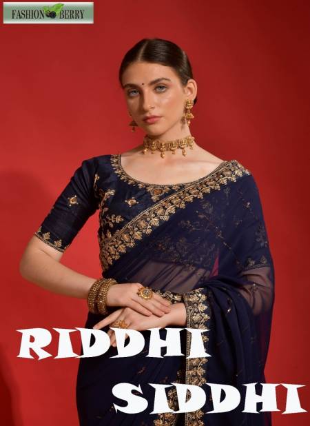 Riddhi Siddhi Fashion Berry Georgette Wedding Sarees Wholesale Price In Surat Catalog